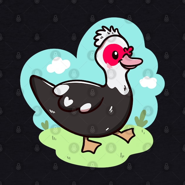 Kawaii Muscovy duck by Jurassic Ink